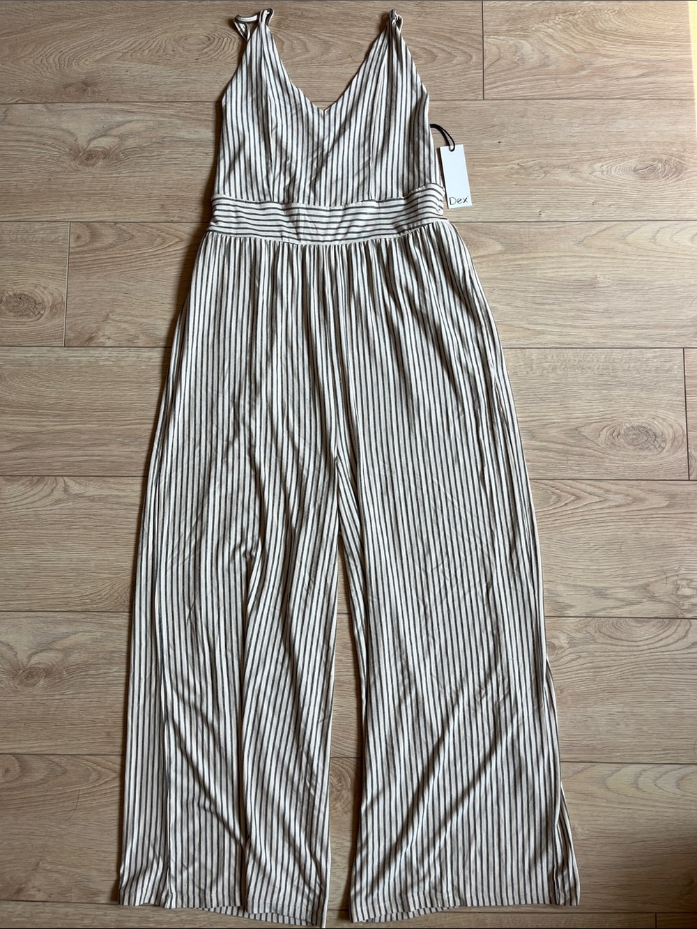 Dex Striped V-Neck Maxi Dress - Cream & Black